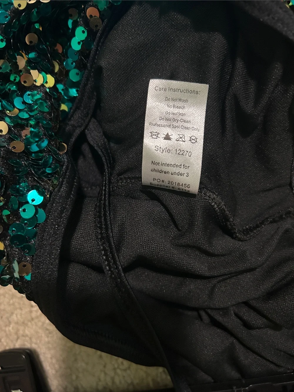 Weissman Sequin Halter Dance Costume Top in Teal & Gold